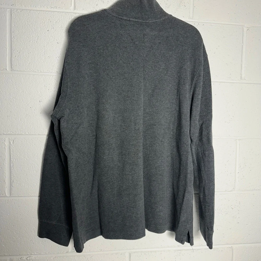 Polo Ralph Lauren Mens XL Quarter Zip Pullover Sweater Gray Cotton Red Pony